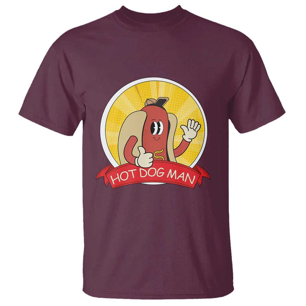 Hot Dog Man T Shirt Vintage Comic Retro TS11 Maroon Print Your Wear