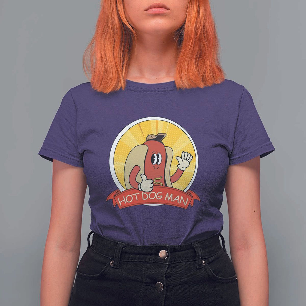 Hot Dog Man T Shirt For Women Vintage Comic Retro TS11 Purple Print Your Wear