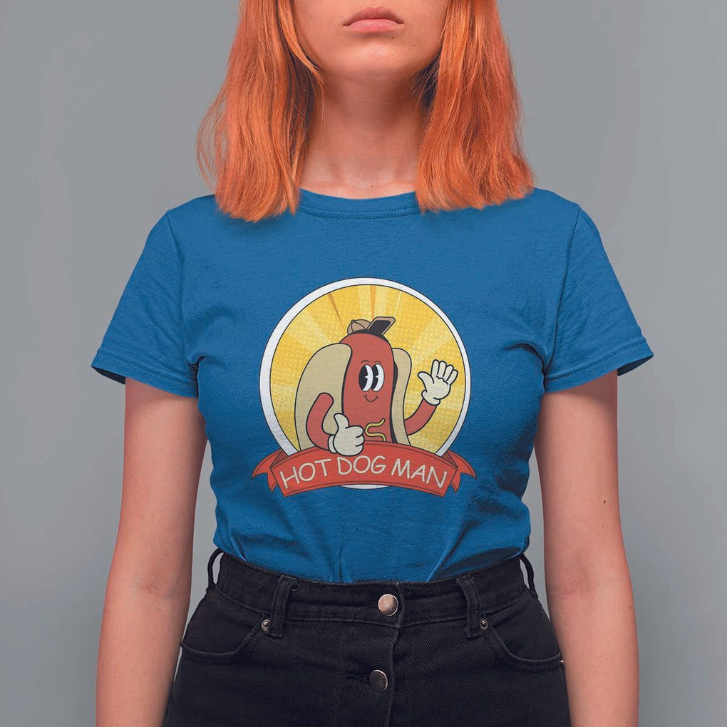 Hot Dog Man T Shirt For Women Vintage Comic Retro TS11 Royal Blue Print Your Wear