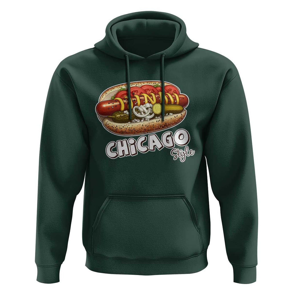 HotDog Lover Hoodie Chicago Style Hot Dog Vintage Summer Souvenir Travel TS11 Dark Forest Green Print Your Wear