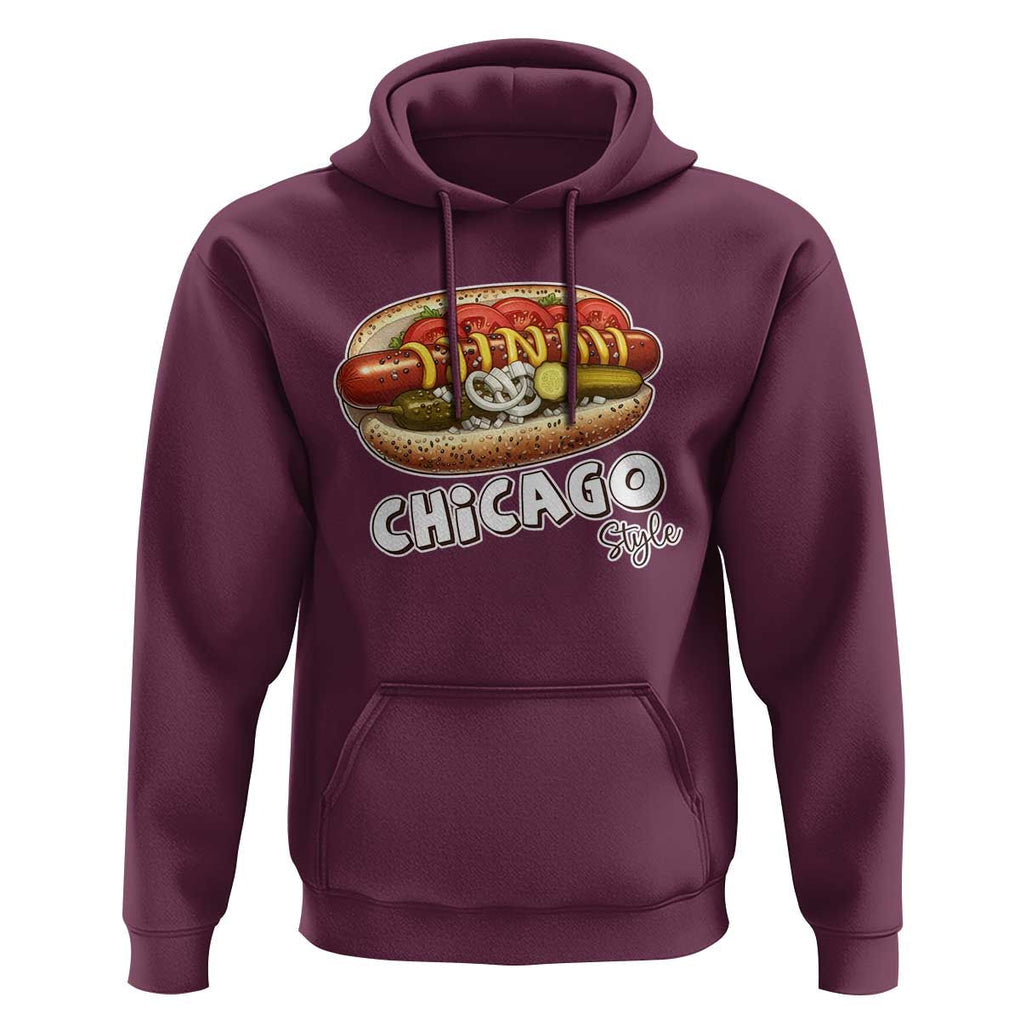 HotDog Lover Hoodie Chicago Style Hot Dog Vintage Summer Souvenir Travel TS11 Maroon Print Your Wear