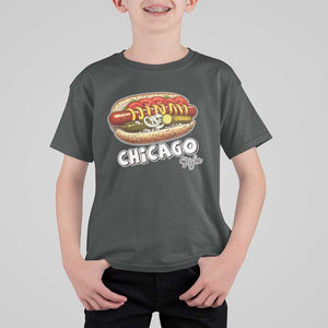 HotDog Lover T Shirt For Kid Chicago Style Hot Dog Vintage Summer Souvenir Travel TS11 Dark Heather Print Your Wear