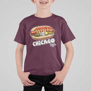 HotDog Lover T Shirt For Kid Chicago Style Hot Dog Vintage Summer Souvenir Travel TS11 Maroon Print Your Wear
