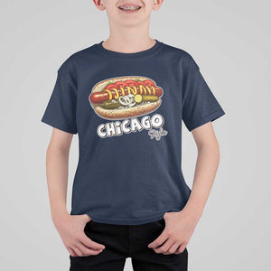 HotDog Lover T Shirt For Kid Chicago Style Hot Dog Vintage Summer Souvenir Travel TS11 Navy Print Your Wear