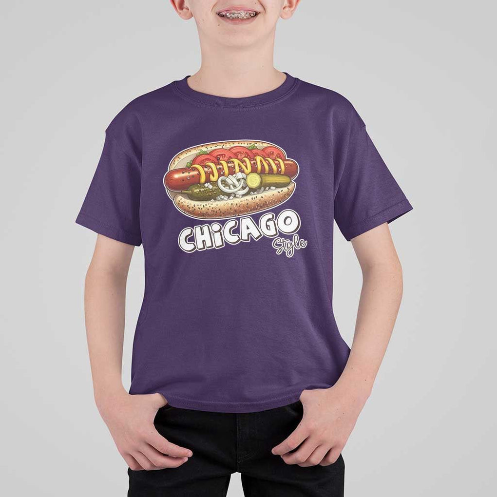 HotDog Lover T Shirt For Kid Chicago Style Hot Dog Vintage Summer Souvenir Travel TS11 Purple Print Your Wear