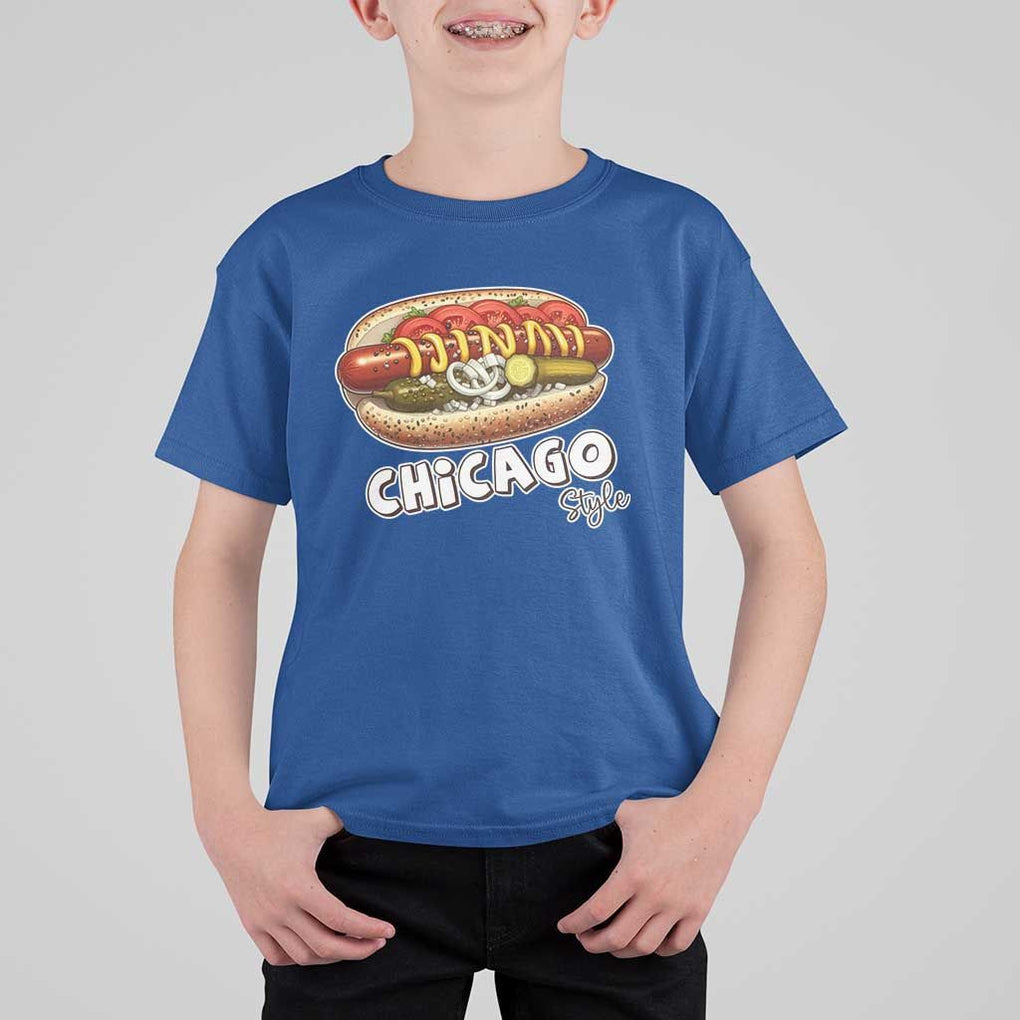 HotDog Lover T Shirt For Kid Chicago Style Hot Dog Vintage Summer Souvenir Travel TS11 Royal Blue Print Your Wear