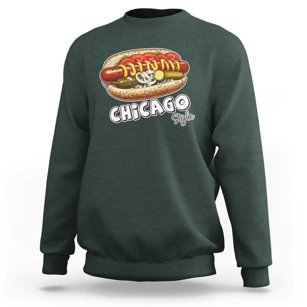 HotDog Lover Sweatshirt Chicago Style Hot Dog Vintage Summer Souvenir Travel TS11 Dark Forest Green Print Your Wear