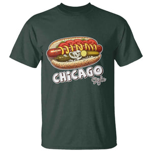 HotDog Lover T Shirt Chicago Style Hot Dog Vintage Summer Souvenir Travel TS11 Dark Forest Green Print Your Wear