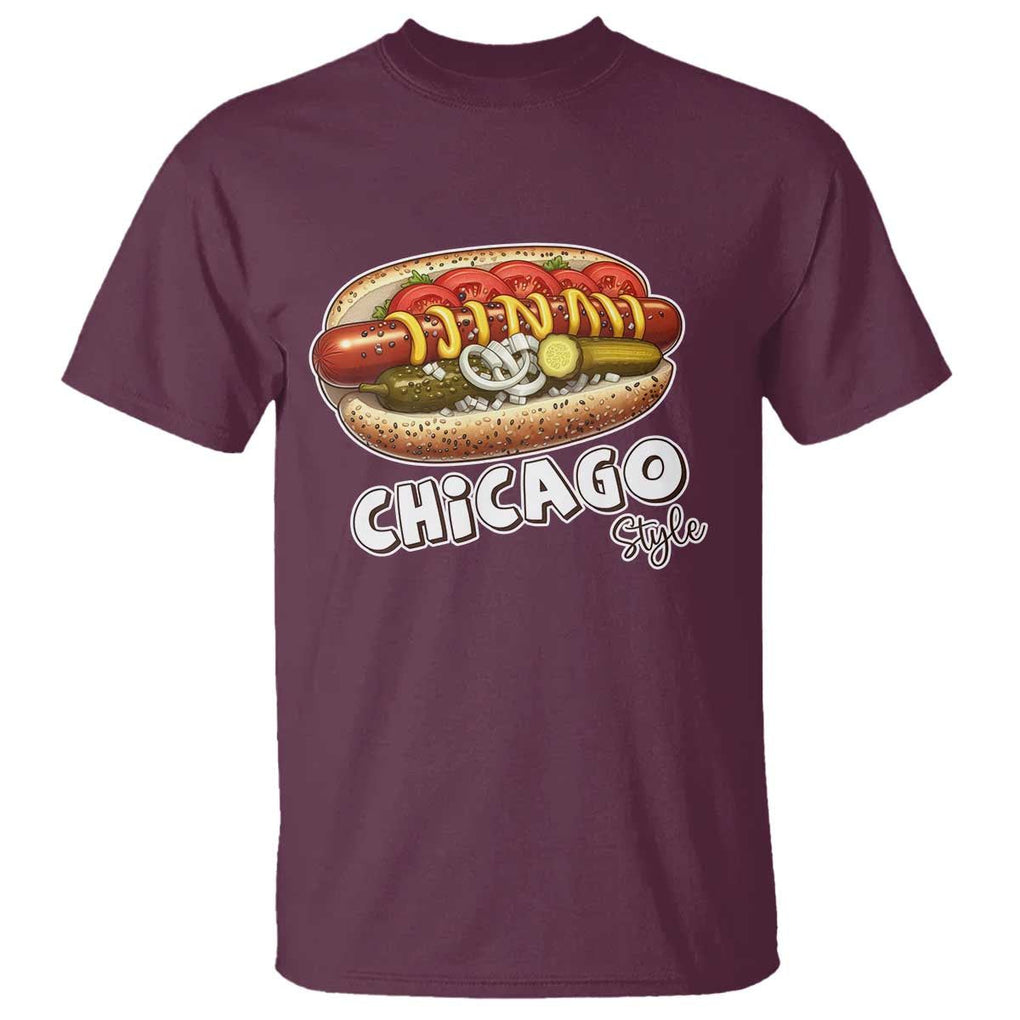 HotDog Lover T Shirt Chicago Style Hot Dog Vintage Summer Souvenir Travel TS11 Maroon Print Your Wear