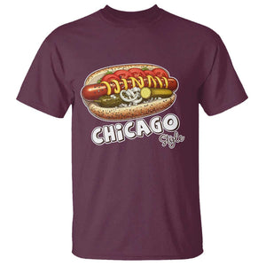 HotDog Lover T Shirt Chicago Style Hot Dog Vintage Summer Souvenir Travel TS11 Maroon Print Your Wear