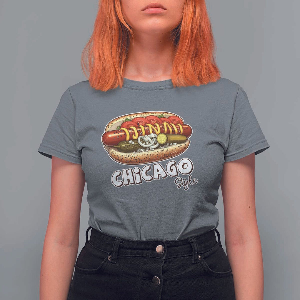 HotDog Lover T Shirt For Women Chicago Style Hot Dog Vintage Summer Souvenir Travel TS11 Charcoal Print Your Wear