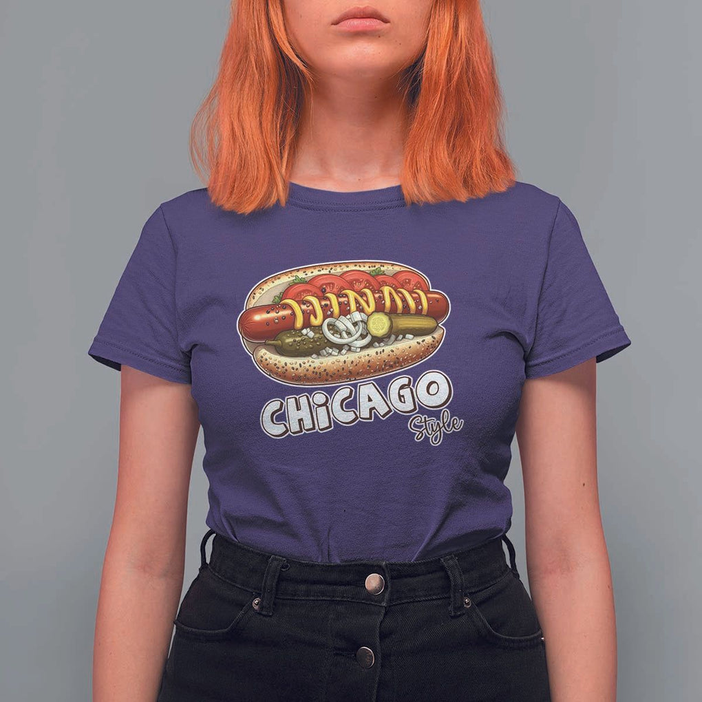 HotDog Lover T Shirt For Women Chicago Style Hot Dog Vintage Summer Souvenir Travel TS11 Purple Print Your Wear