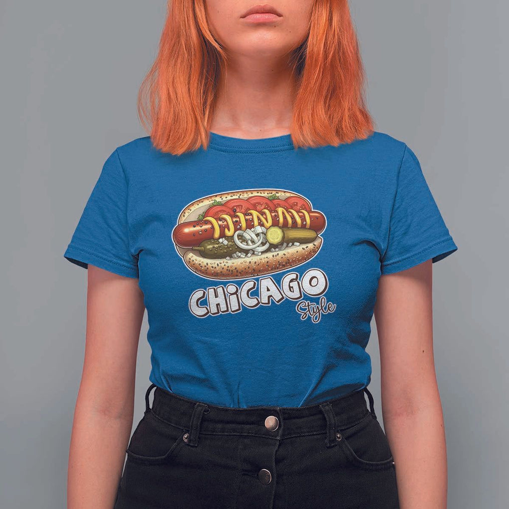 HotDog Lover T Shirt For Women Chicago Style Hot Dog Vintage Summer Souvenir Travel TS11 Royal Blue Print Your Wear