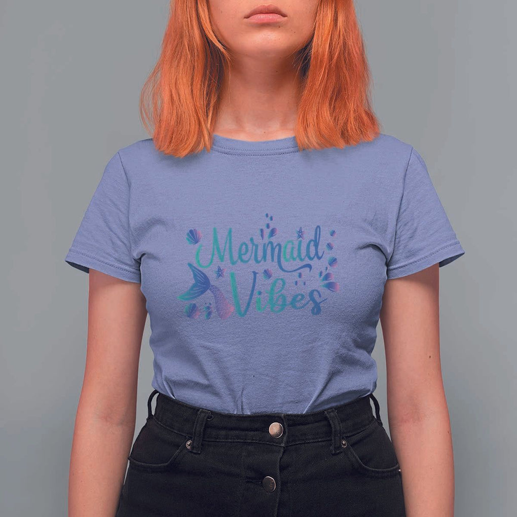 Mermaid Vibes T Shirt For Women Cute Mermaid Tail Beach TS11 Violet Print Your Wear