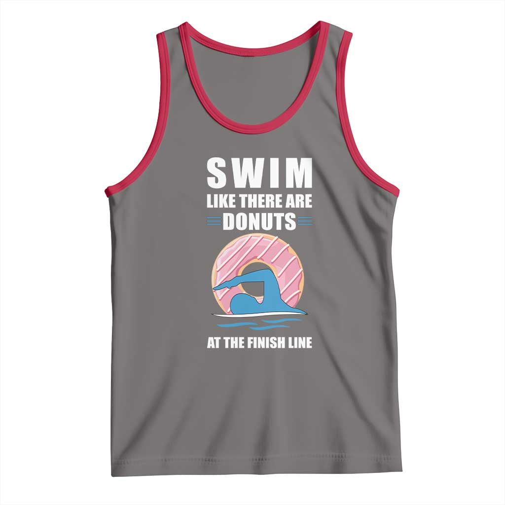 Swimming Lover Tank Top Swim Like There Are Donuts At The Finish Line TS11 Deep Heather Red Print Your Wear