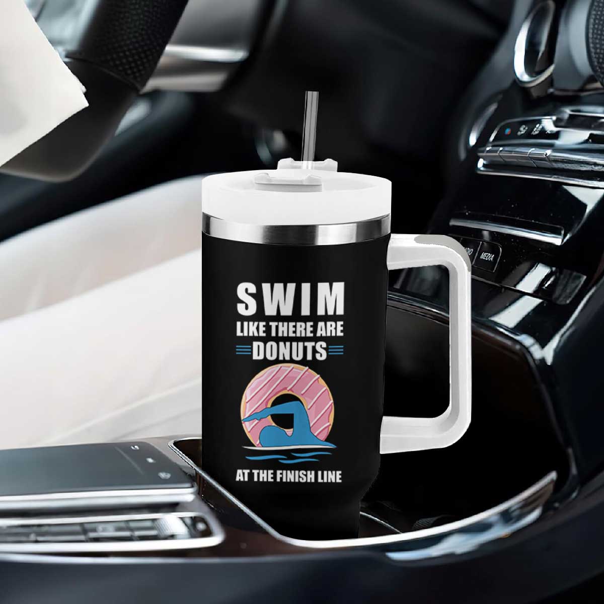 Swimming Lover Tumbler With Handle Swim Like There Are Donuts At The Finish Line TS11 Print Your Wear