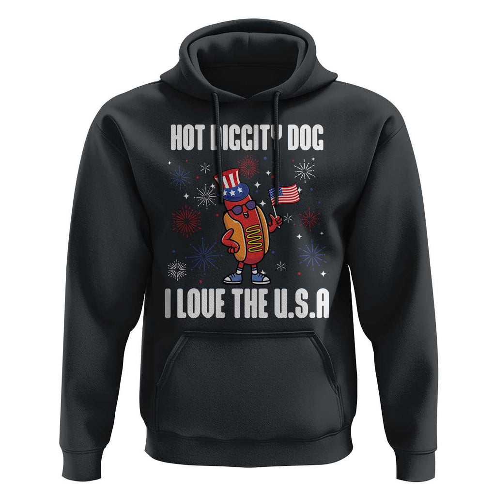 Funny Fourth Of July Hoodie Hot Diggity Dog I Love USA TS11 Black Print Your Wear
