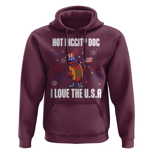 Funny Fourth Of July Hoodie Hot Diggity Dog I Love USA TS11 Maroon Print Your Wear
