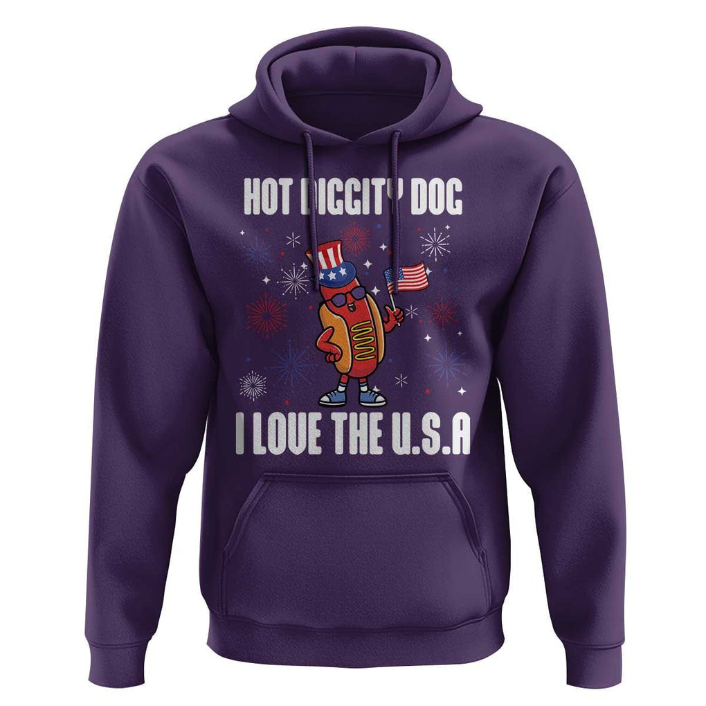 Funny Fourth Of July Hoodie Hot Diggity Dog I Love USA TS11 Purple Print Your Wear