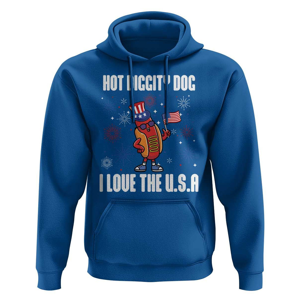 Funny Fourth Of July Hoodie Hot Diggity Dog I Love USA TS11 Royal Blue Print Your Wear