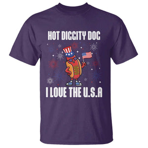 Funny Fourth Of July T Shirt Hot Diggity Dog I Love USA TS11 Purple Print Your Wear
