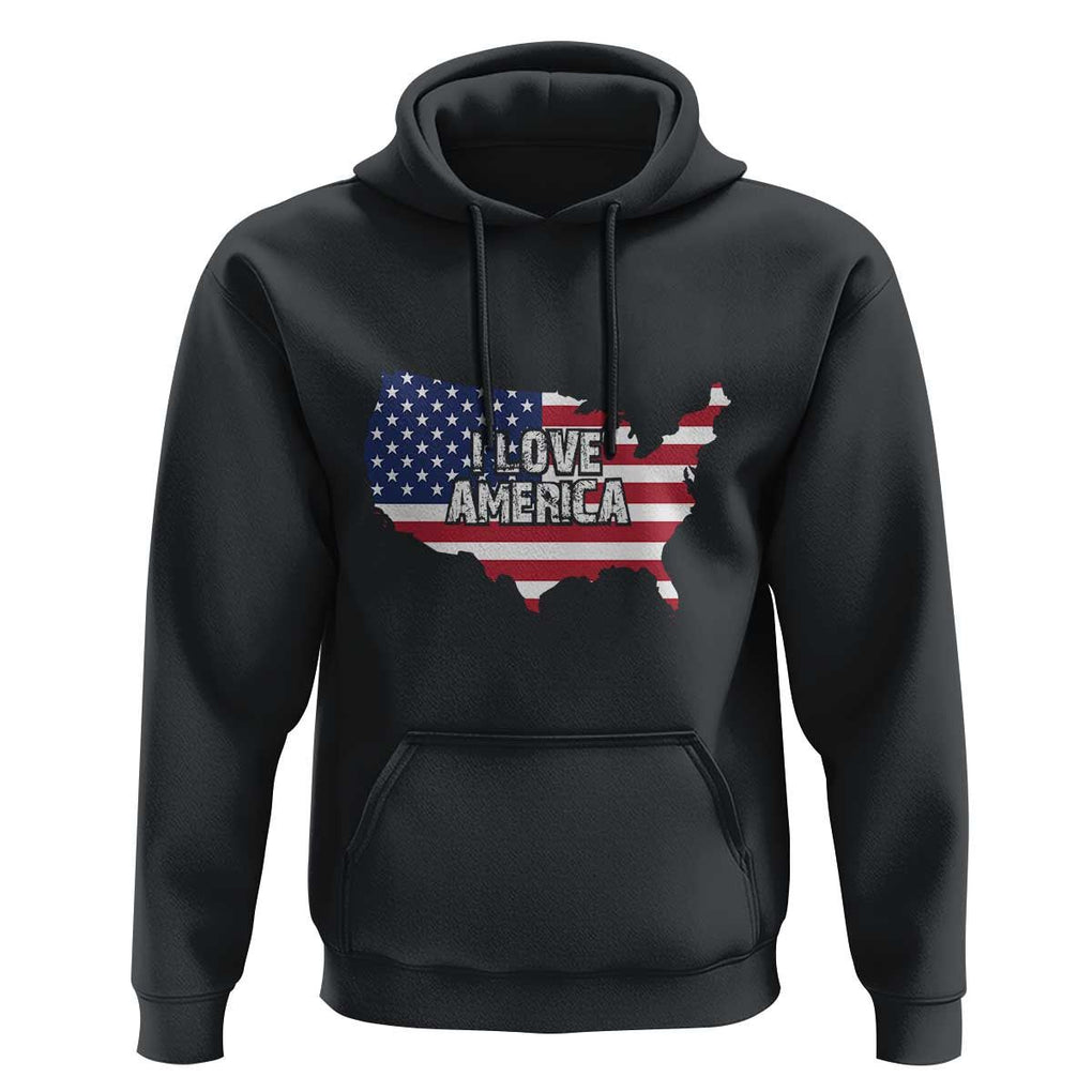 Fourth Of July Hoodie I Love America USA Flag Map TS11 Black Print Your Wear