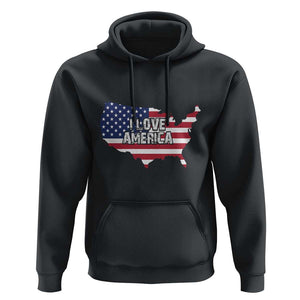 Fourth Of July Hoodie I Love America USA Flag Map TS11 Black Print Your Wear
