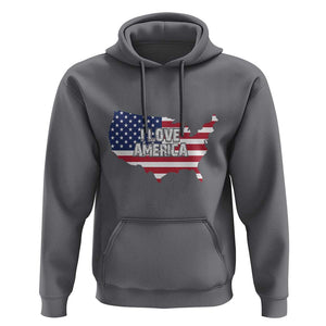 Fourth Of July Hoodie I Love America USA Flag Map TS11 Charcoal Print Your Wear