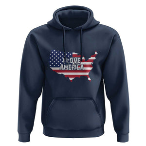 Fourth Of July Hoodie I Love America USA Flag Map TS11 Navy Print Your Wear