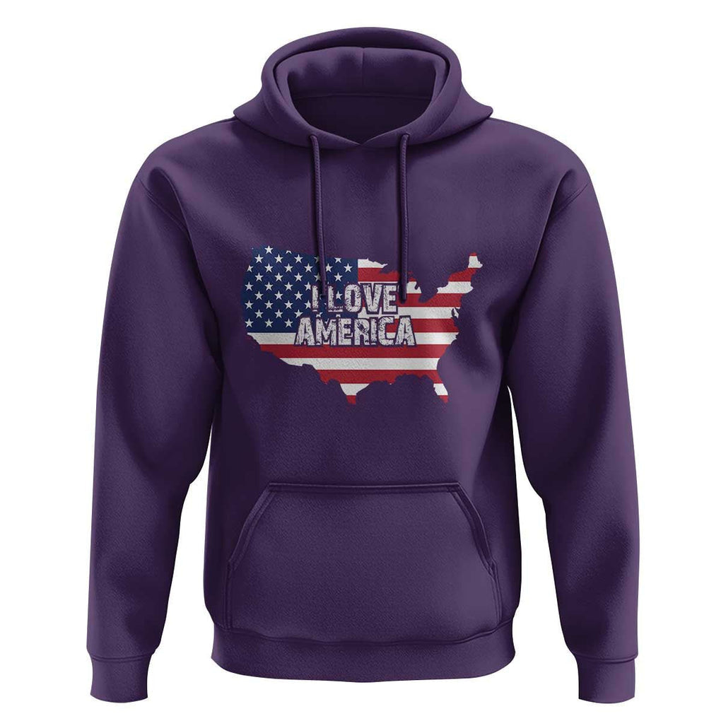 Fourth Of July Hoodie I Love America USA Flag Map TS11 Purple Print Your Wear