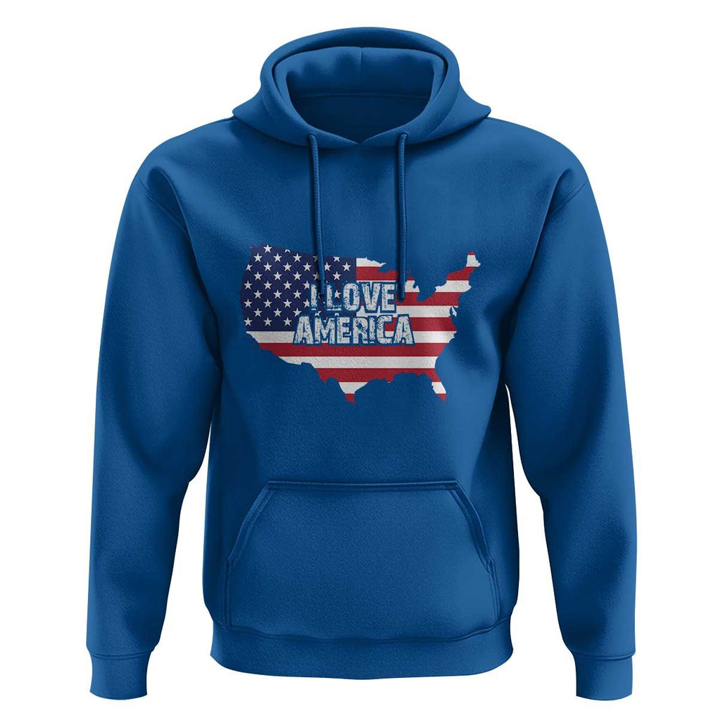 Fourth Of July Hoodie I Love America USA Flag Map TS11 Royal Blue Print Your Wear