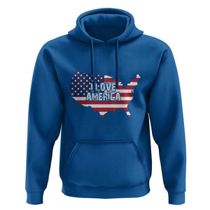 Fourth Of July Hoodie I Love America USA Flag Map TS11 Royal Blue Print Your Wear