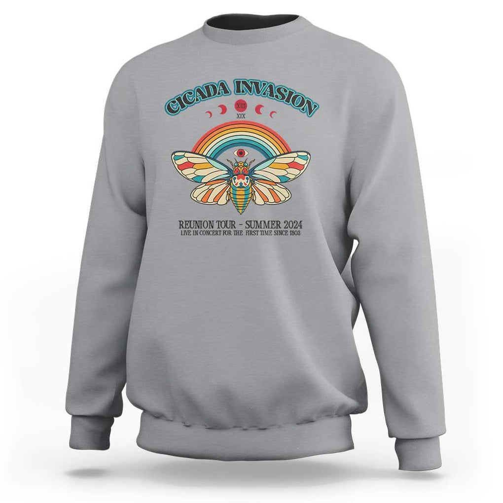 Cicada Invasion Reunion Tour Summer 2024 Sweatshirt Vintage Broods XIX & XIII Boho Style TS11 Sport Gray Print Your Wear
