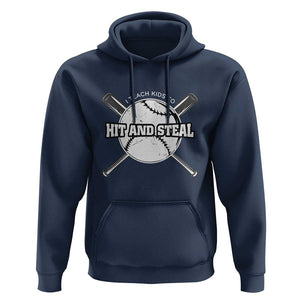 Baseball Dad Hoodie I Teach Kids To Hit And Steal Bat Ball Coach TS11 Navy Print Your Wear