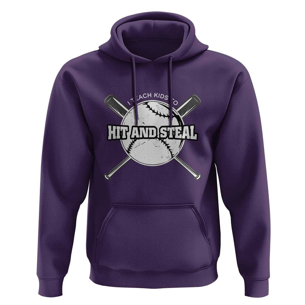 Baseball Dad Hoodie I Teach Kids To Hit And Steal Bat Ball Coach TS11 Purple Print Your Wear