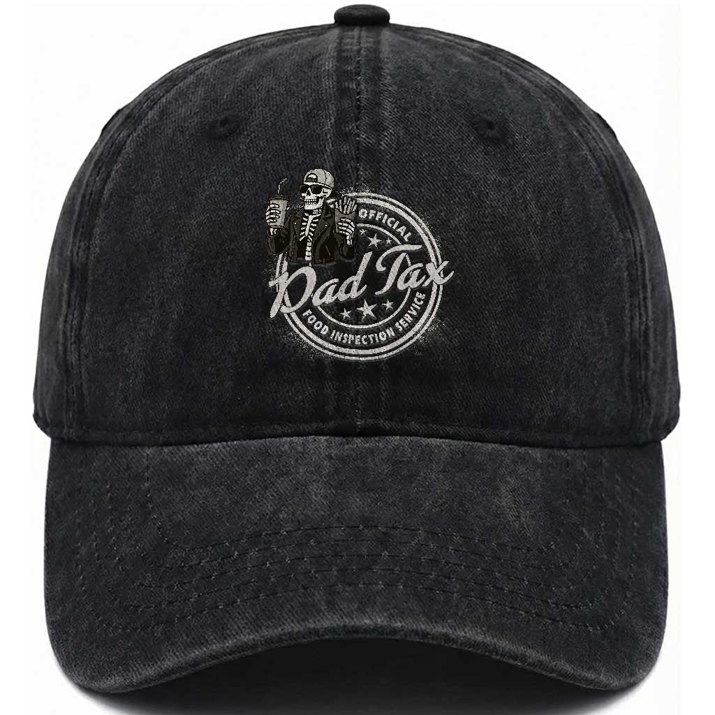 Funny Official Dad Tax Food Inspection Service Washed Cotton Baseball Cap Skeleton Fathers Day TS11 Print Your Wear