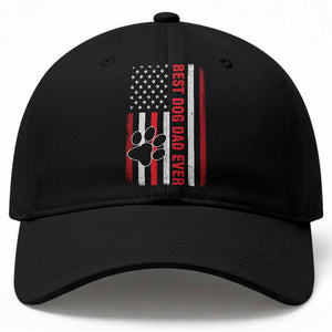 Funny Best Dog Dad Ever Baseball Cap Fathers Day Vintage American Flag Paw Prints TS11 Print Your Wear