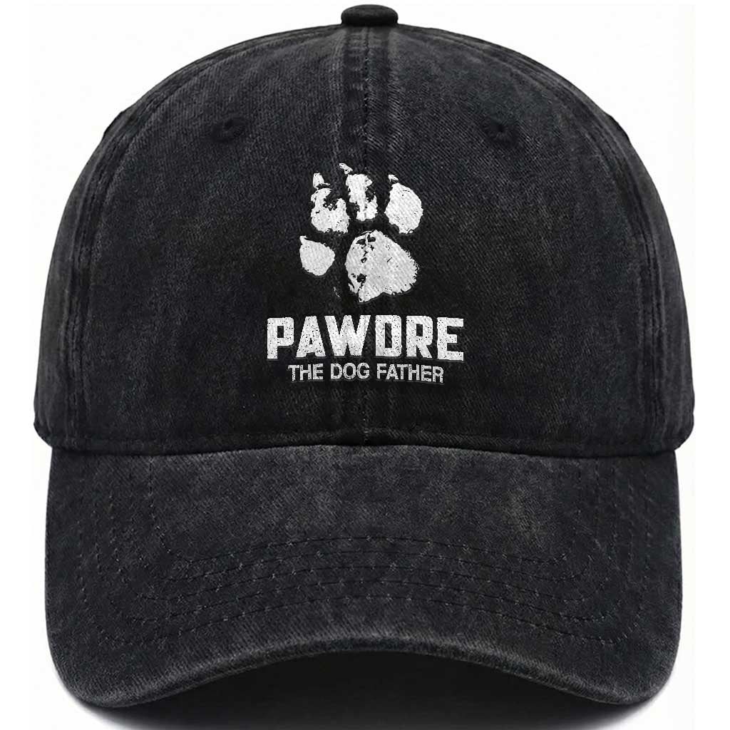 Funny Pawdre The Dog Father Washed Cotton Baseball Cap Fur Dad Fathers Day Vintage Paw Prints TS11 Print Your Wear