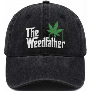 Funny The Weedfather Washed Cotton Baseball Cap Marijuana Stoner Dad Fathers Day TS11 Print Your Wear