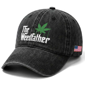 Funny The Weedfather Washed Cotton Baseball Cap Marijuana Stoner Dad Fathers Day TS11 Print Your Wear