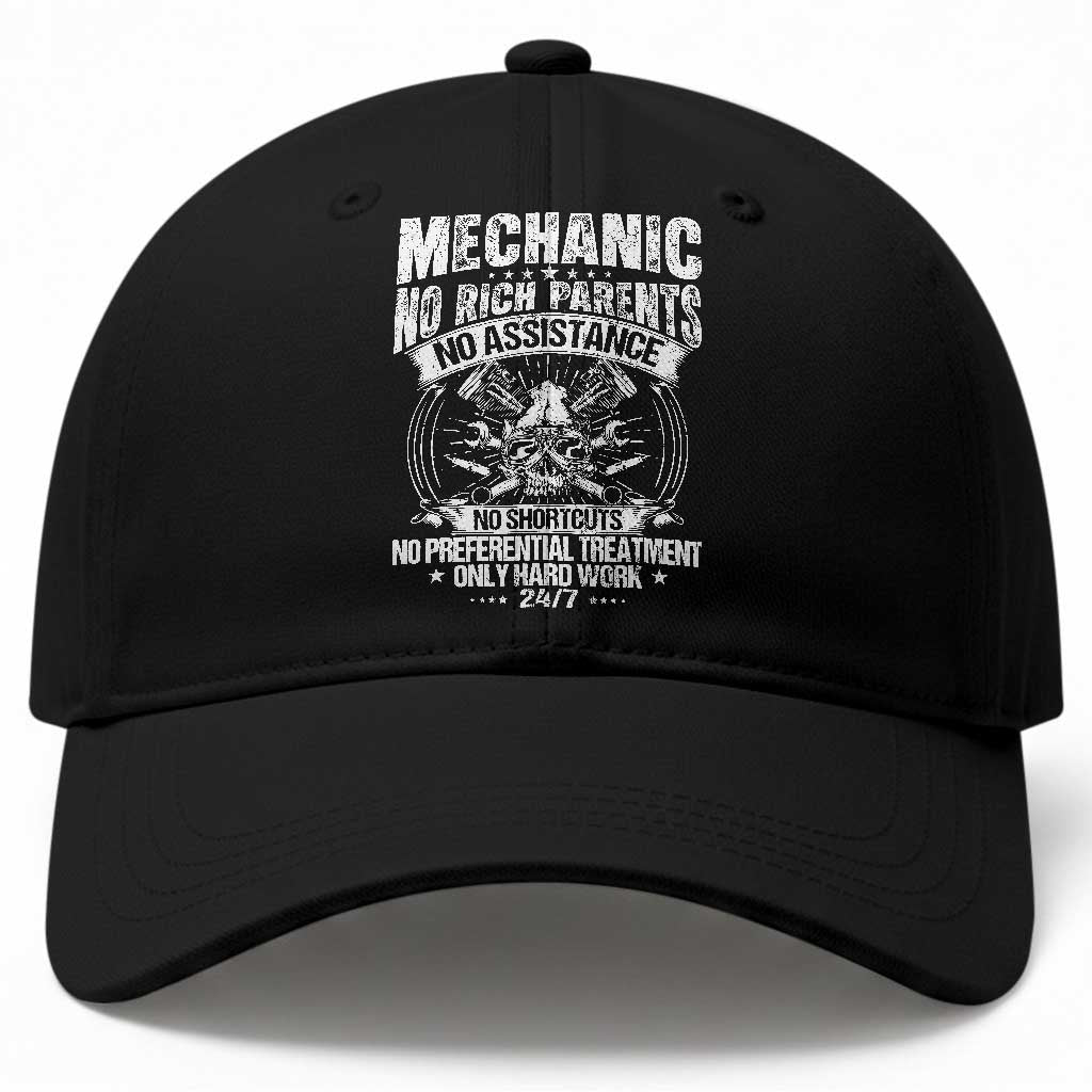 Funny Mechanic No Rich Parents No Assistance No Handouts Baseball Cap Car Mechanic Garage