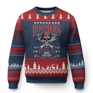 Boomers The Badass Generation Before All You Sissies Were Born Ugly Christmas Sweater Baby Boomers Generation Skull - Print Your Wear
