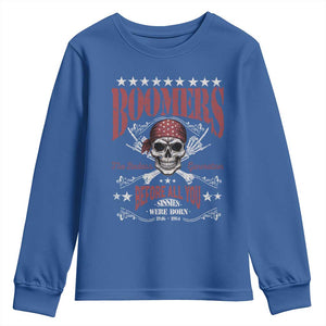 Boomers The Badass Generation Before All You Sissies Were Born Youth Sweatshirt Baby Boomers Generation Skull TS11 Royal Blue Print Your Wear