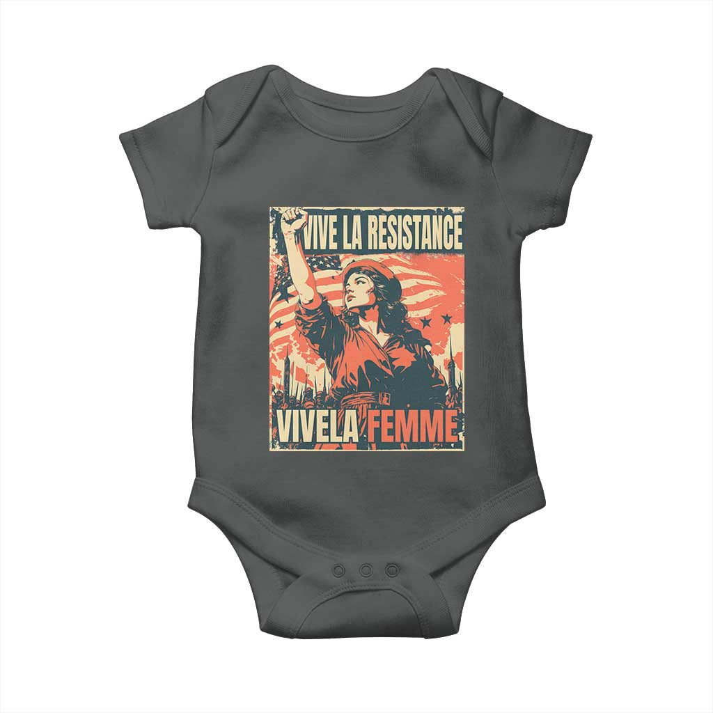 Vive La Resistance Vivela Femme Baby Onesie Feminist Women's Right Political Sattire TS11 Dark Heather Print Your Wear