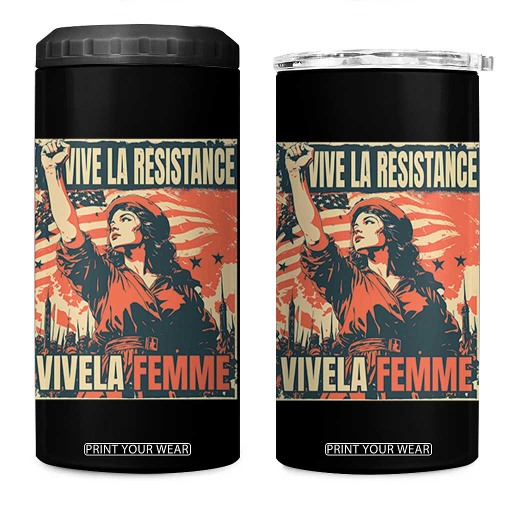 Vive La Resistance Vivela Femme 4 in 1 Can Cooler Tumbler Feminist Women's Right Political Sattire TS11 One Size: 16 oz Black Print Your Wear