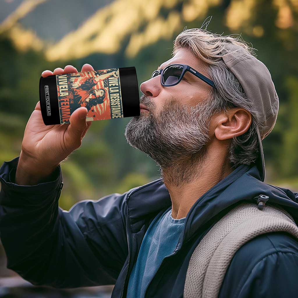 Vive La Resistance Vivela Femme 4 in 1 Can Cooler Tumbler Feminist Women's Right Political Sattire TS11 Print Your Wear