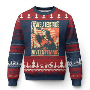 Vive La Resistance Vivela Femme Ugly Christmas Sweater Feminist Women's Right Political Sattire - Print Your Wear