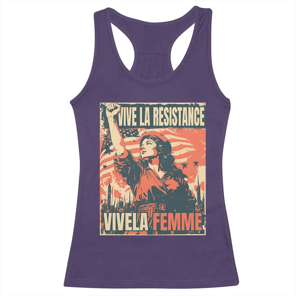 Vive La Resistance Vivela Femme Racerback Tank Top Feminist Women's Right Political Sattire TS11 Purple Print Your Wear