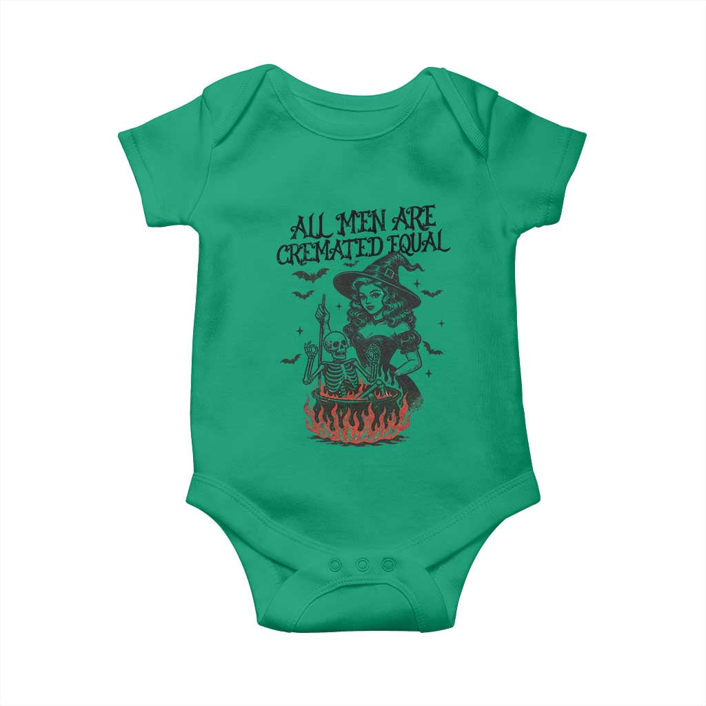 Witch All Men Are Cremated Equal Baby Onesie Feminist Halloween TS11 Irish Green Print Your Wear