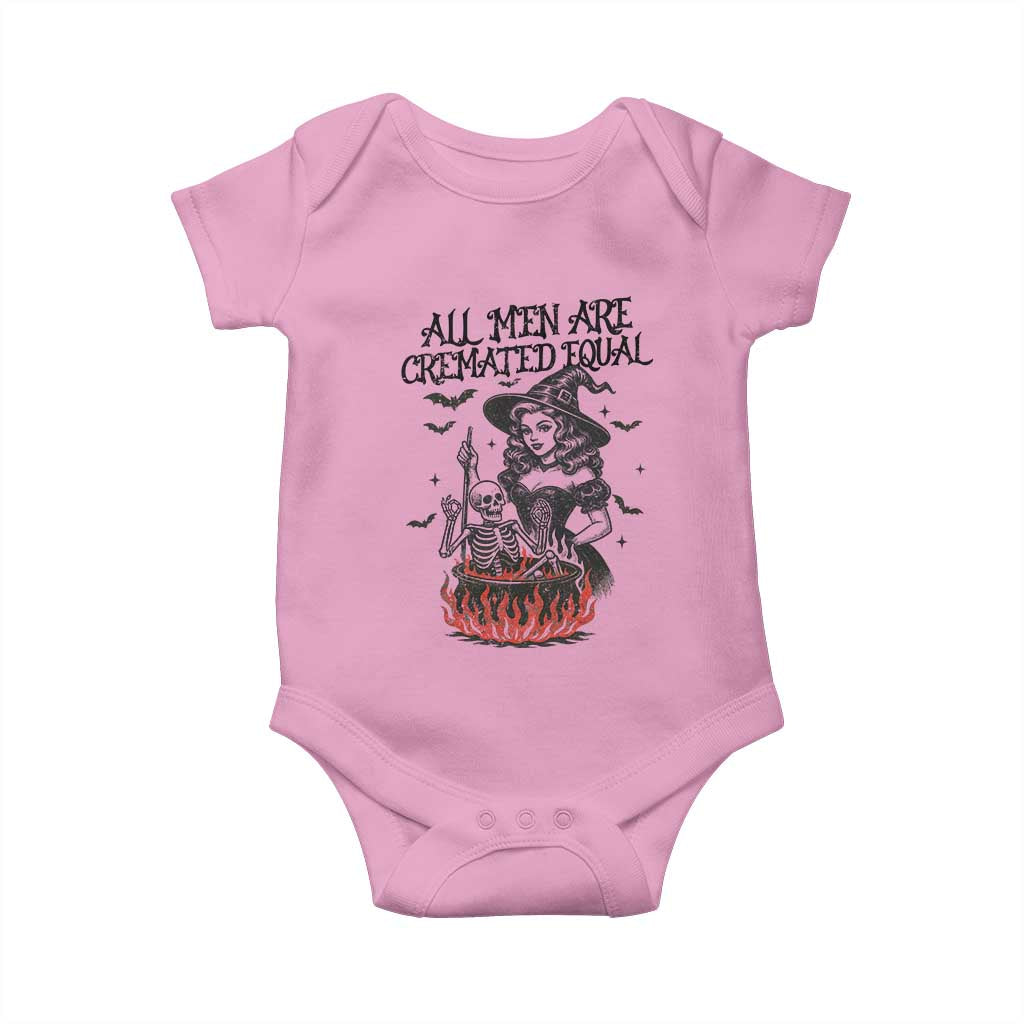 Witch All Men Are Cremated Equal Baby Onesie Feminist Halloween TS11 Light Pink Print Your Wear